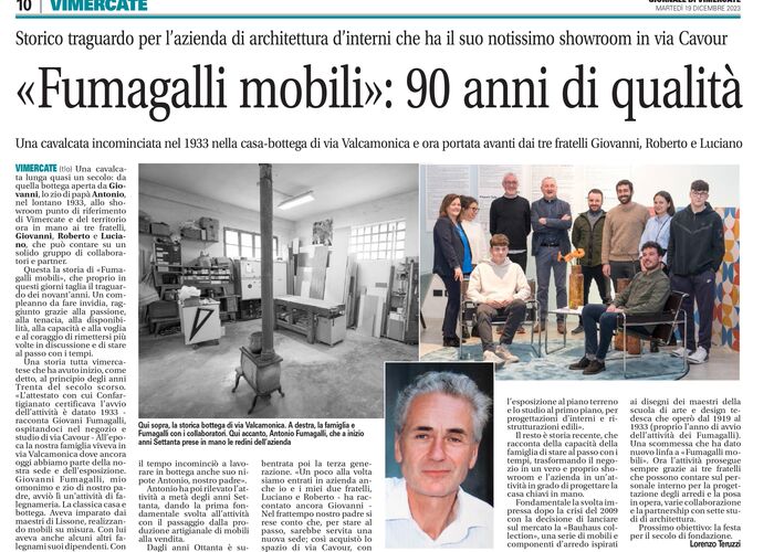 Dicembre 2023, FUMAGALLI MOBILI festeggia 90 anni!!!